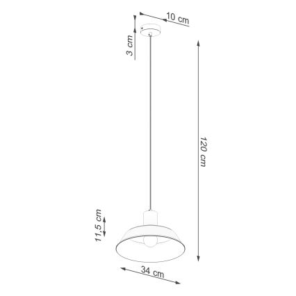 Luster na sajli FANO 1xE27/15W/230V, prečnik 34 cm, crna