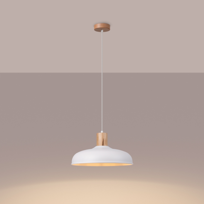 Luster na sajli INDY 1xE27/15W/230V, prečnik 38 cm, bela