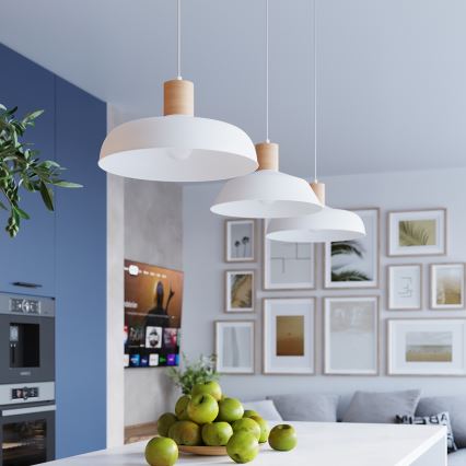Luster na sajli INDY 1xE27/15W/230V, prečnik 38 cm, bela
