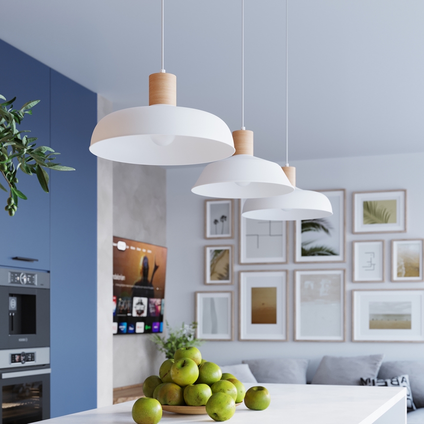 Luster na sajli INDY 1xE27/15W/230V, prečnik 38 cm, bela