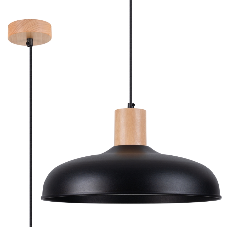 Luster na sajli INDY 1xE27/15W/230V, prečnik 38 cm, crne boje