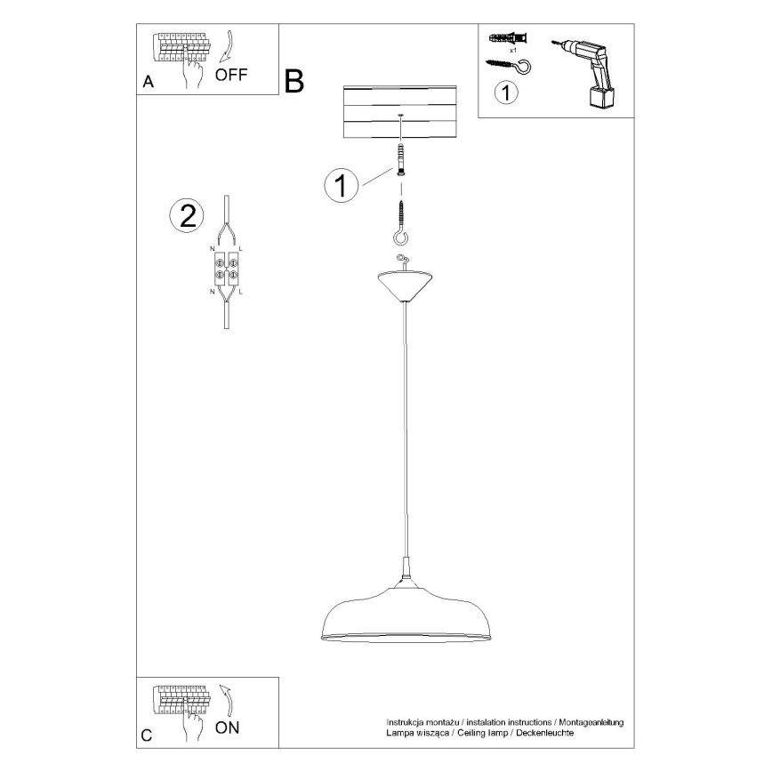 Luster na sajli GINA 1xE27/15W/230V Ø 38 cm beo