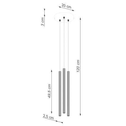 Luster na sajli ARCHE 3xG9/8W/230V bela
