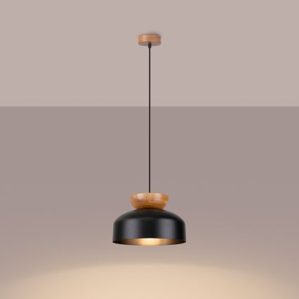 Luster na sajli MARION 1xE27/15W/230V, prečnik 29,5 cm, crne boje