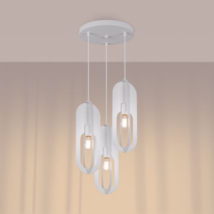 Luster na sajli NICUS 3xE27/15W/230V bela