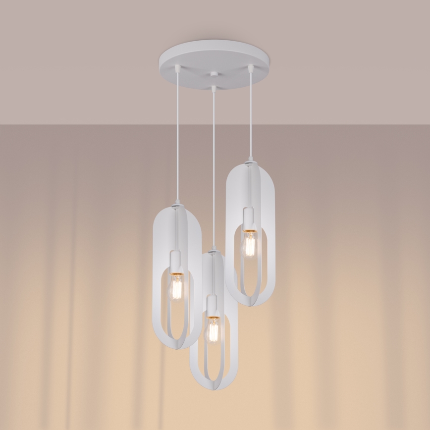 Luster na sajli NICUS 3xE27/15W/230V bela