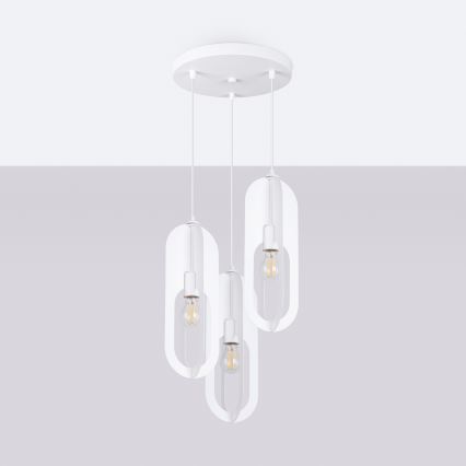 Luster na sajli NICUS 3xE27/15W/230V bela