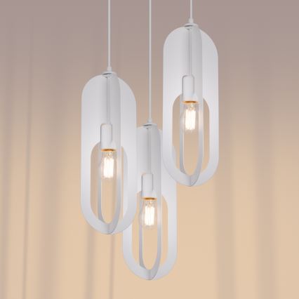 Luster na sajli NICUS 3xE27/15W/230V bela