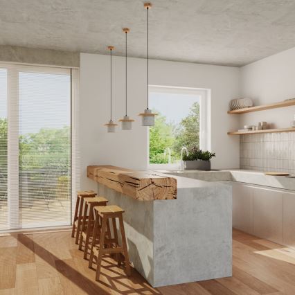 Luster na lanku MAB 1xE27/15W/230V prečnik 22 cm beton/siva