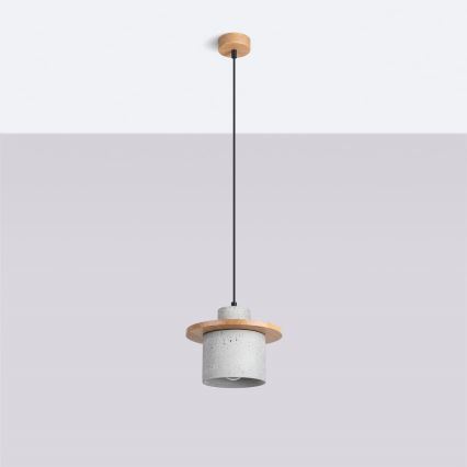 Luster na lanku MAB 1xE27/15W/230V prečnik 22 cm beton/siva