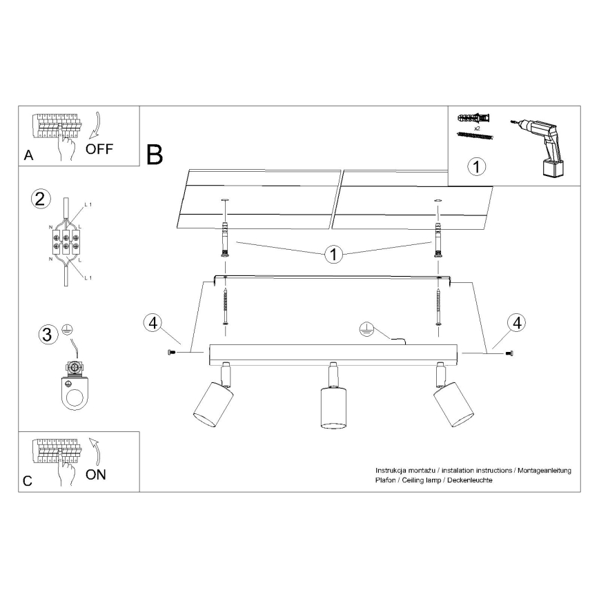 Spot svetiljka WINX 3xGU10/10W/230V crna/bakar