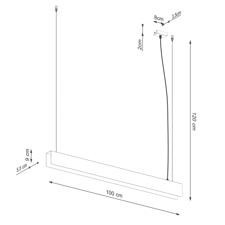 LED luster na sajli SPARK 1xG13/8,5W/230V crna