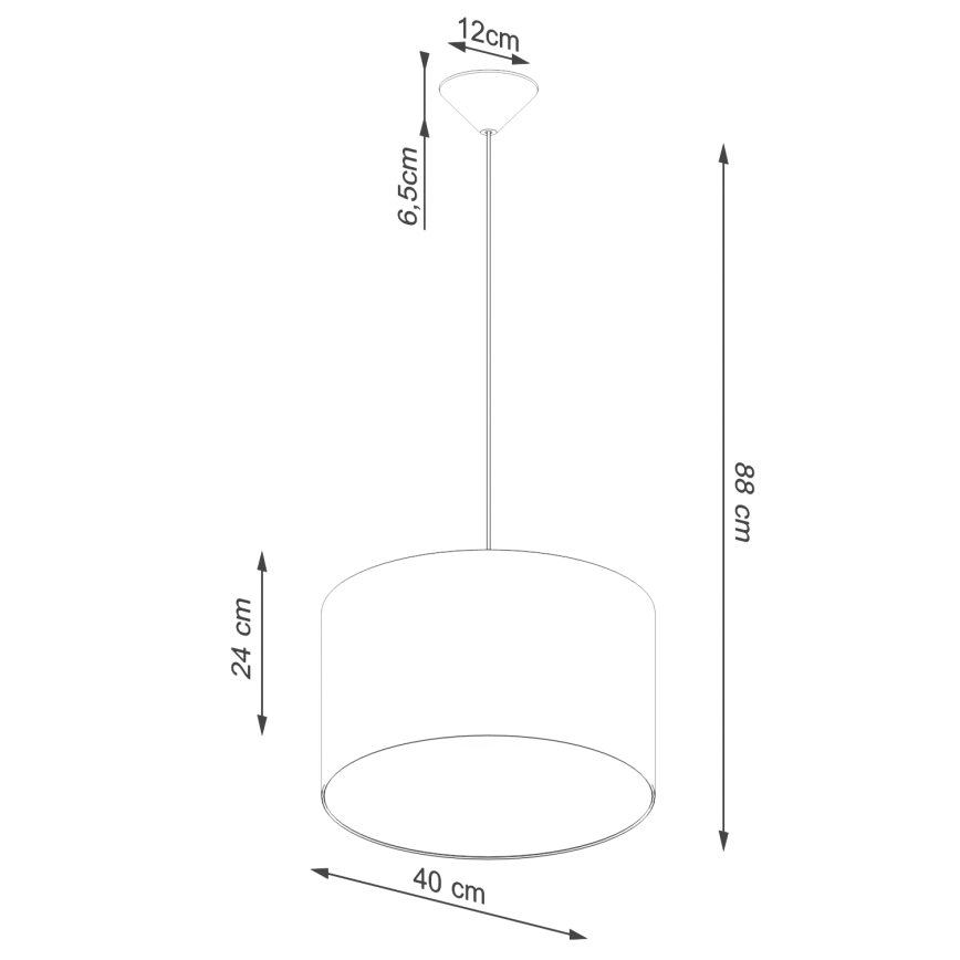 Luster na sajli NOVA 1xE27/15W/230V, prečnik 40 cm, crne boje