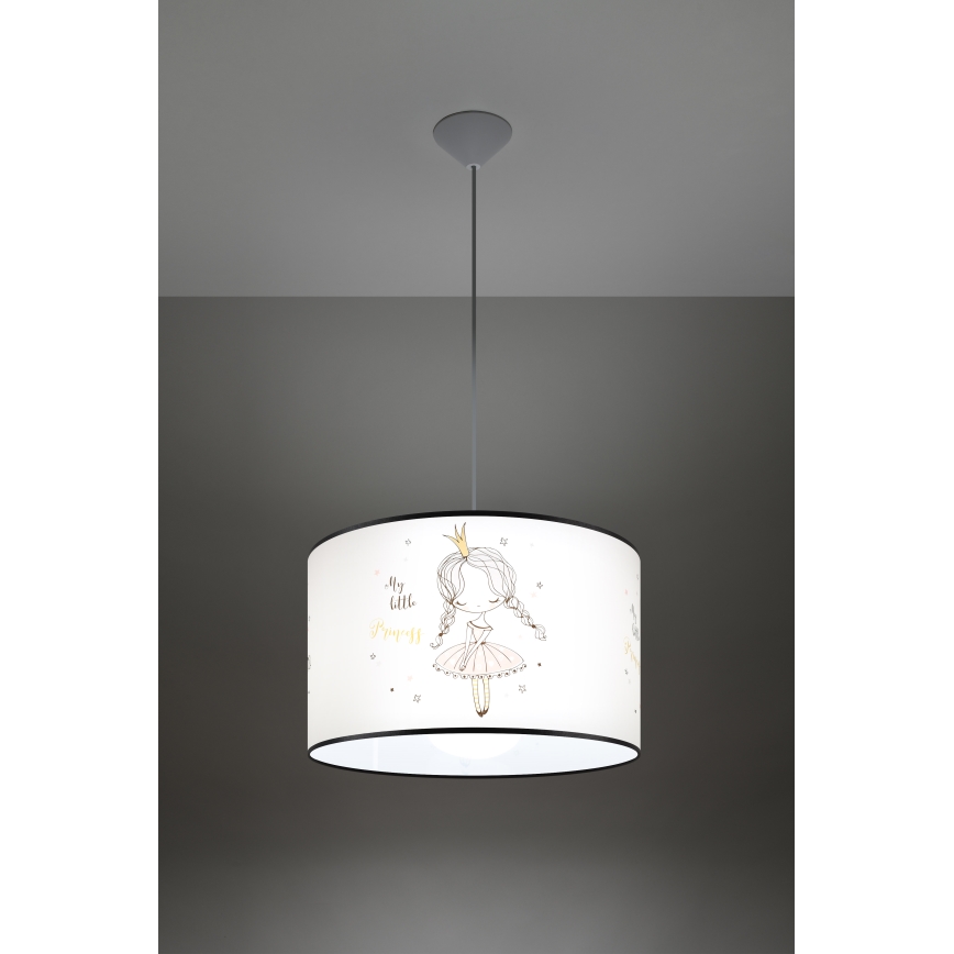 Dečiji luster na sajli PRINCESS 1xE27/15W/230V, prečnik 40 cm, princeza