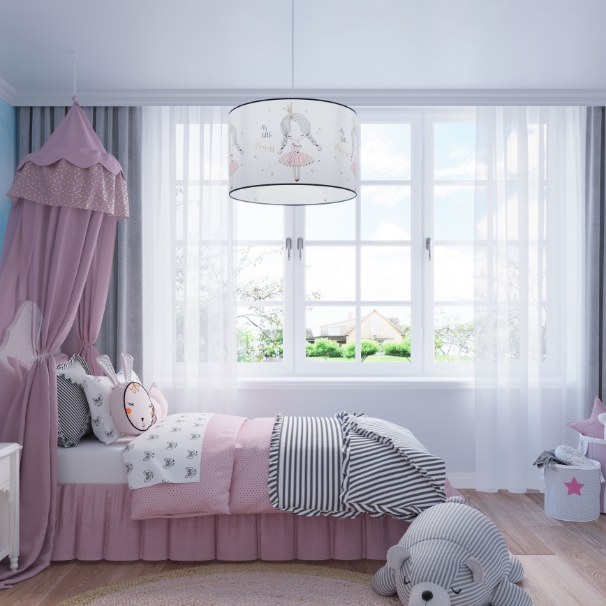 Dečiji luster na sajli PRINCESS 1xE27/15W/230V, prečnik 40 cm, princeza