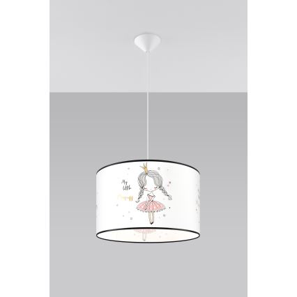 Dečiji luster na sajli PRINCESS 1xE27/15W/230V, prečnik 40 cm, princeza