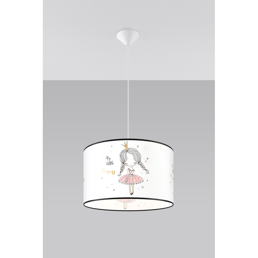Dečiji luster na sajli PRINCESS 1xE27/15W/230V, prečnik 40 cm, princeza