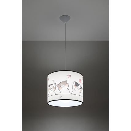 Dečiji luster na sajli CAT 1xE27/15W/230V prečnik 30 cm mačka