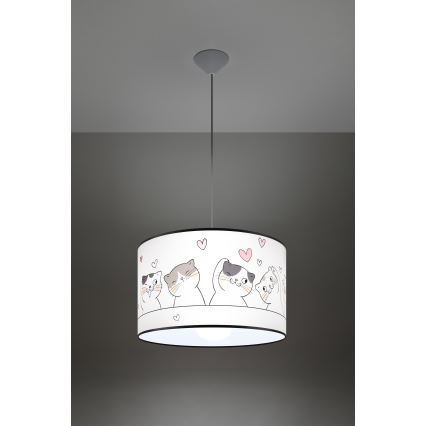 Dečiji luster na sajli CAT 1xE27/15W/230V, prečnika 40 cm, mačka