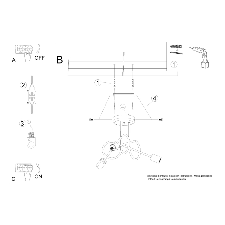 Plafonski luster LOOP 3xE27/15W/230V sjajni hrom