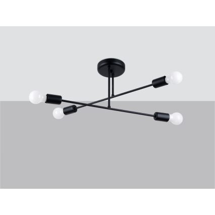 Luster na šipci NORAH 4xE27/15W/230V crna
