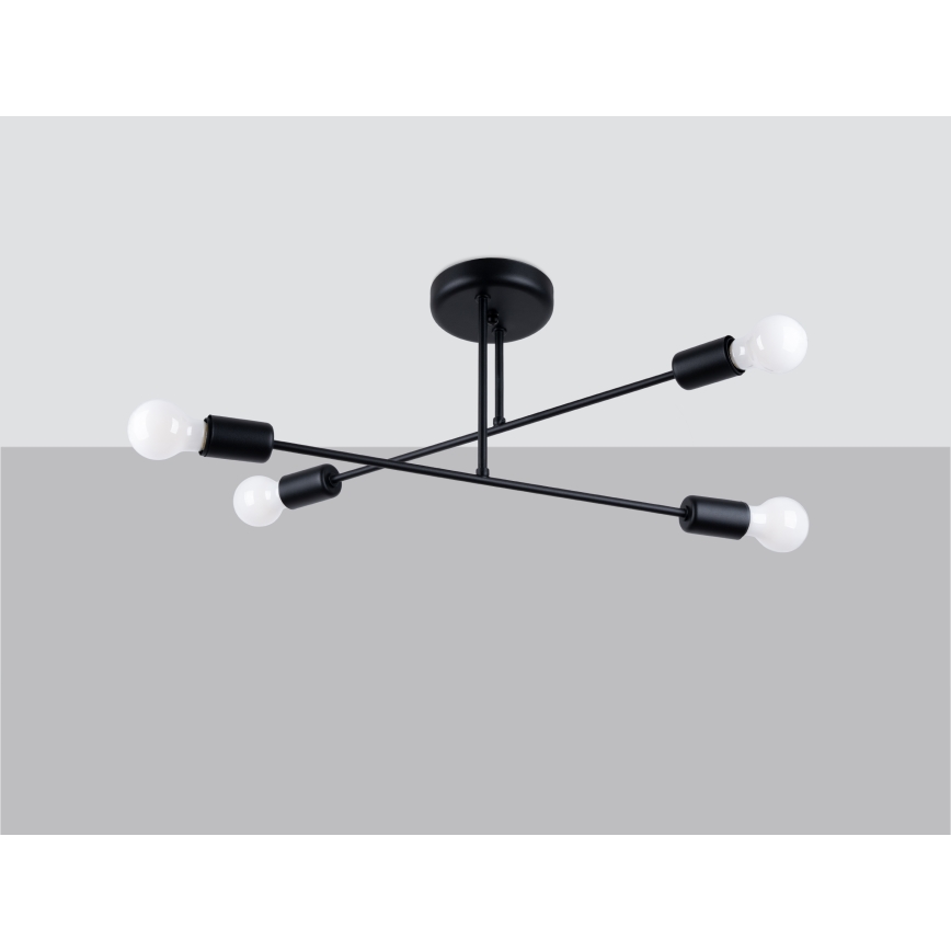 Luster na šipci NORAH 4xE27/15W/230V crna