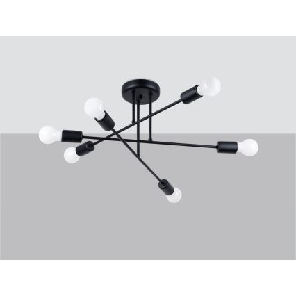 Luster na šipci NORAH 6xE27/15W/230V crna