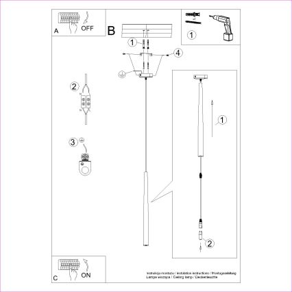 Luster na sajli BLISS 1xG9/8W/230V crna