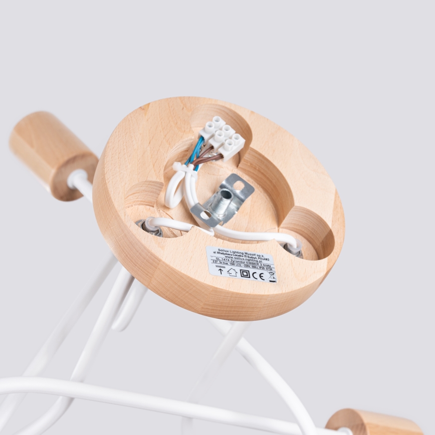 Plafonski luster EMBER 3xE27/15W/230V bela/bež/buk