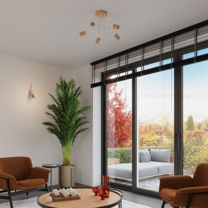 Plafonski luster EMBER 5xE27/15W/230V bela/bež/buk