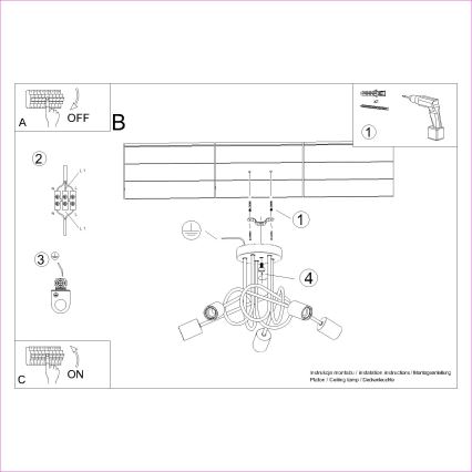 Plafonski luster EMBER 5xE27/15W/230V bela/bež/buk