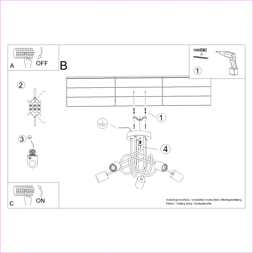Plafonski luster EMBER 5xE27/15W/230V bela/bež/buk