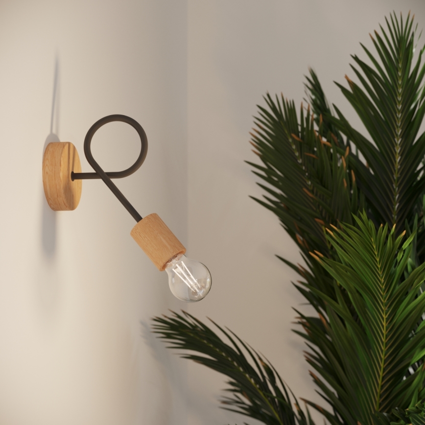 Zidna lampa EMBER 1xE27/15W/230V crna/bež/buk