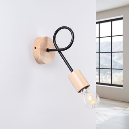 Zidna lampa EMBER 1xE27/15W/230V crna/bež/buk