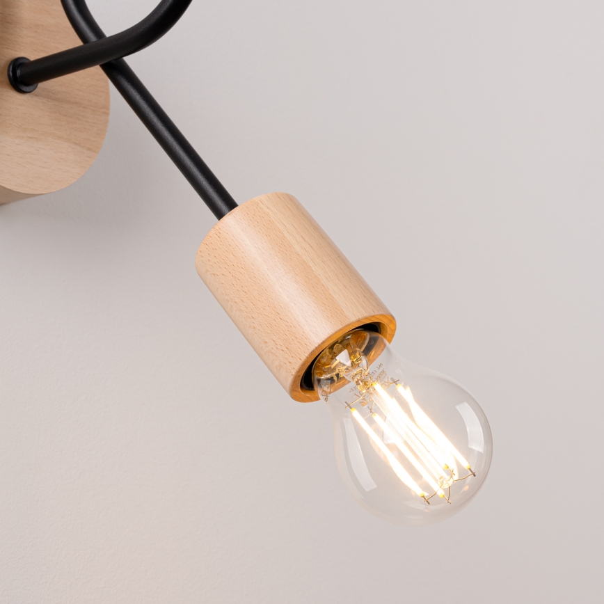 Zidna lampa EMBER 1xE27/15W/230V crna/bež/buk