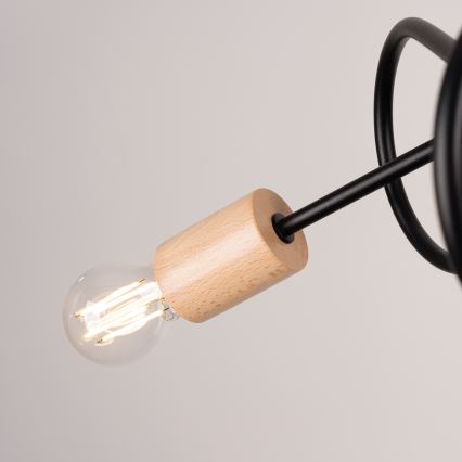 Plafonski luster EMBER 3xE27/15W/230V crna/bež/buk