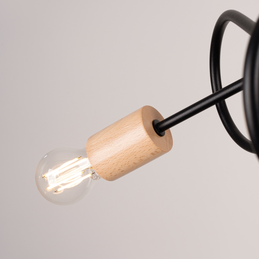 Plafonski luster EMBER 3xE27/15W/230V crna/bež/buk