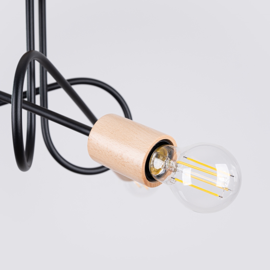 Plafonski luster EMBER 3xE27/15W/230V crna/bež/buk