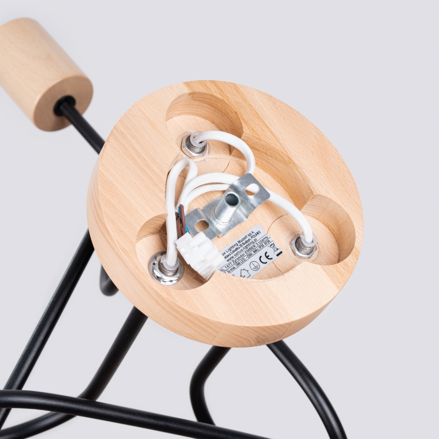 Plafonski luster EMBER 3xE27/15W/230V crna/bež/buk