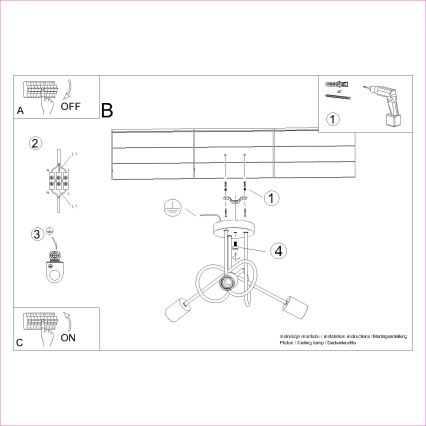 Plafonski luster EMBER 3xE27/15W/230V crna/bež/buk