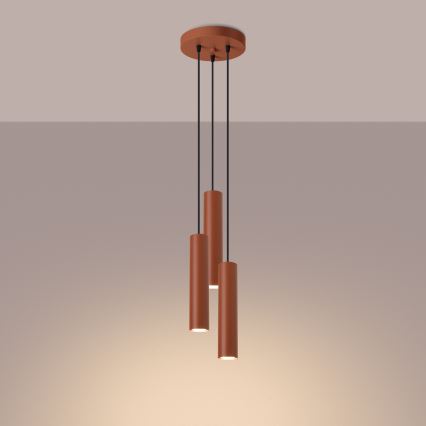 Luster LAGOS na sajli 3xGU10/10W/230V crvena