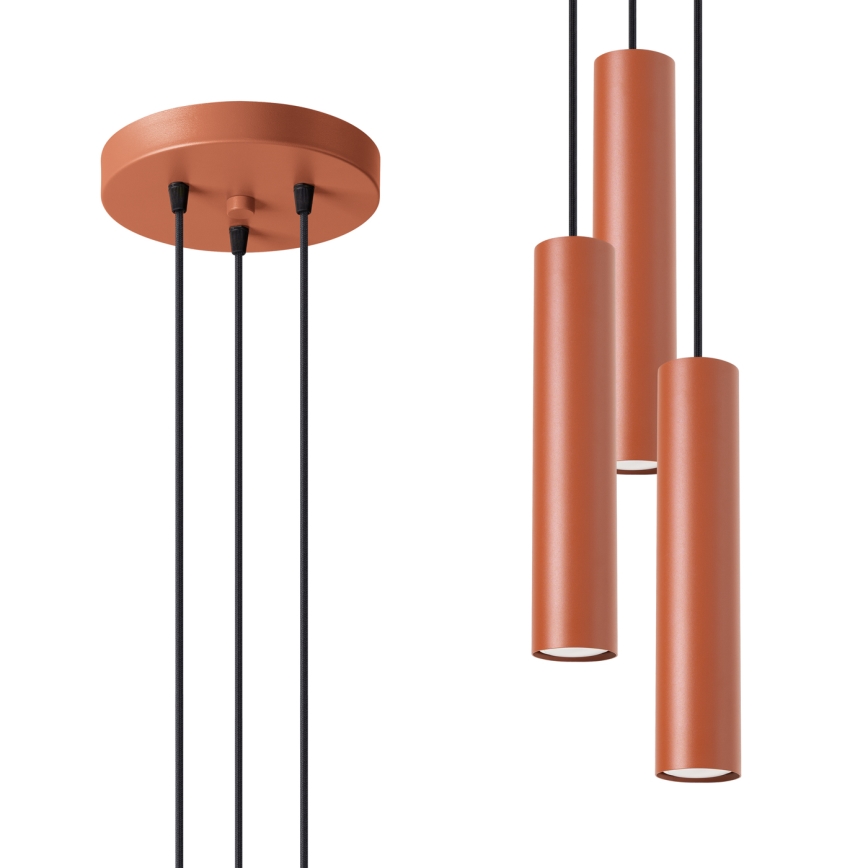 Luster LAGOS na sajli 3xGU10/10W/230V crvena