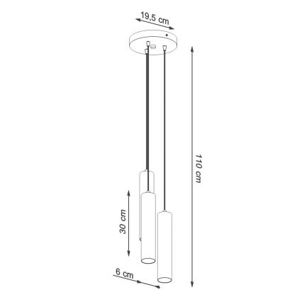 Luster LAGOS na sajli 3xGU10/10W/230V crvena
