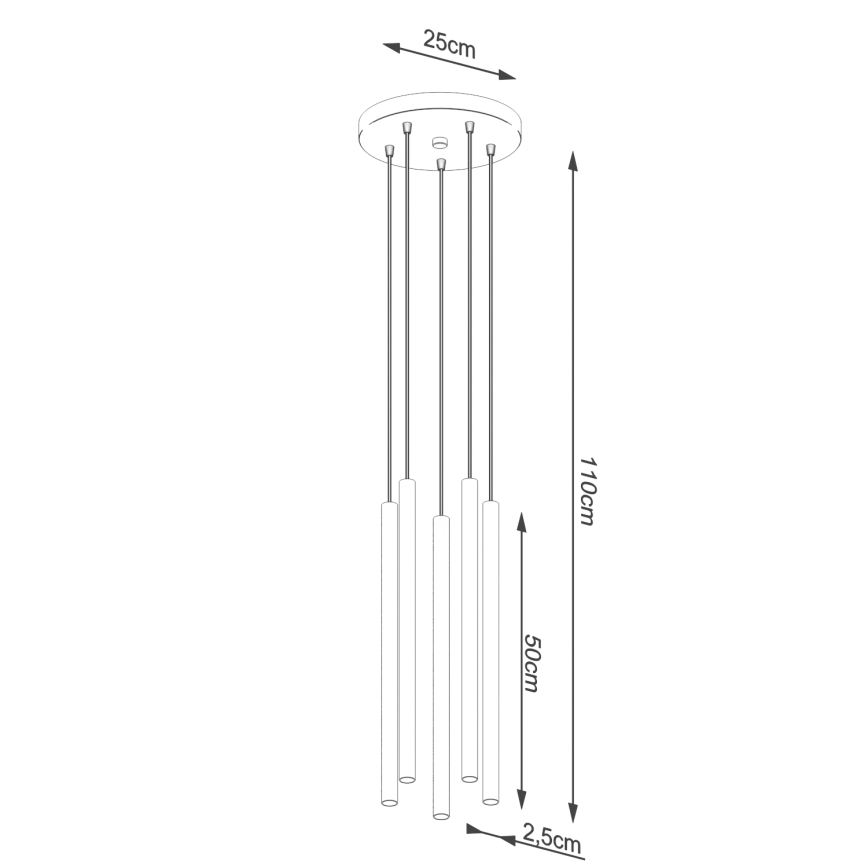 Crveni luster na sajli PASTELO 5xG9/8W/230V