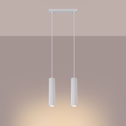 Luster na sajli KARBON 2xGU10/10W/230V bela