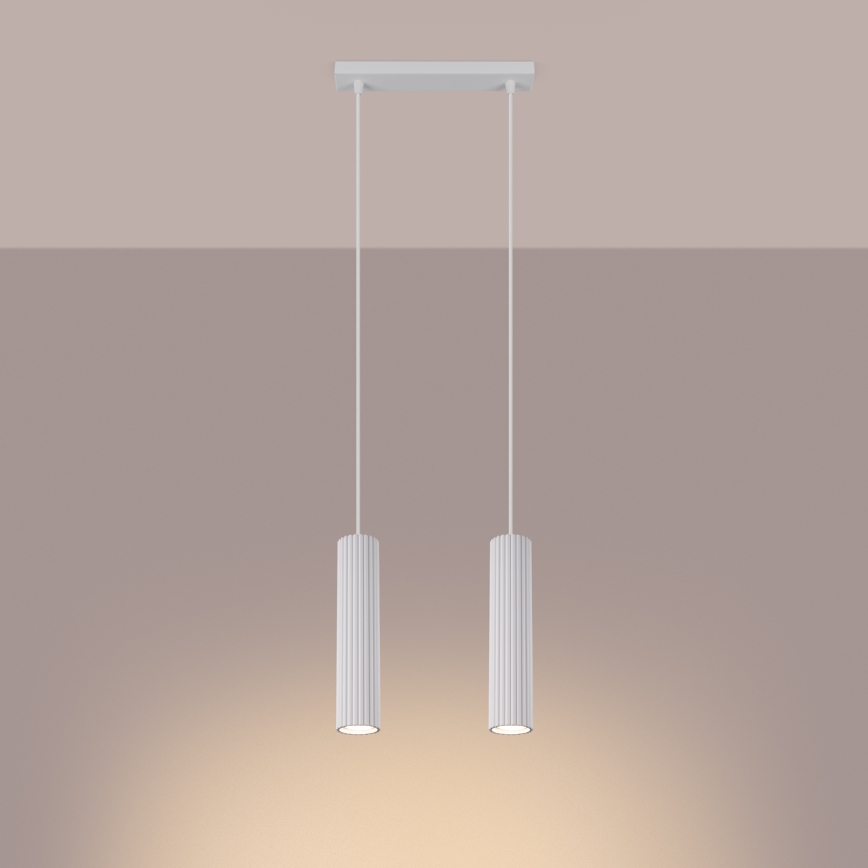 Luster na sajli KARBON 2xGU10/10W/230V bela
