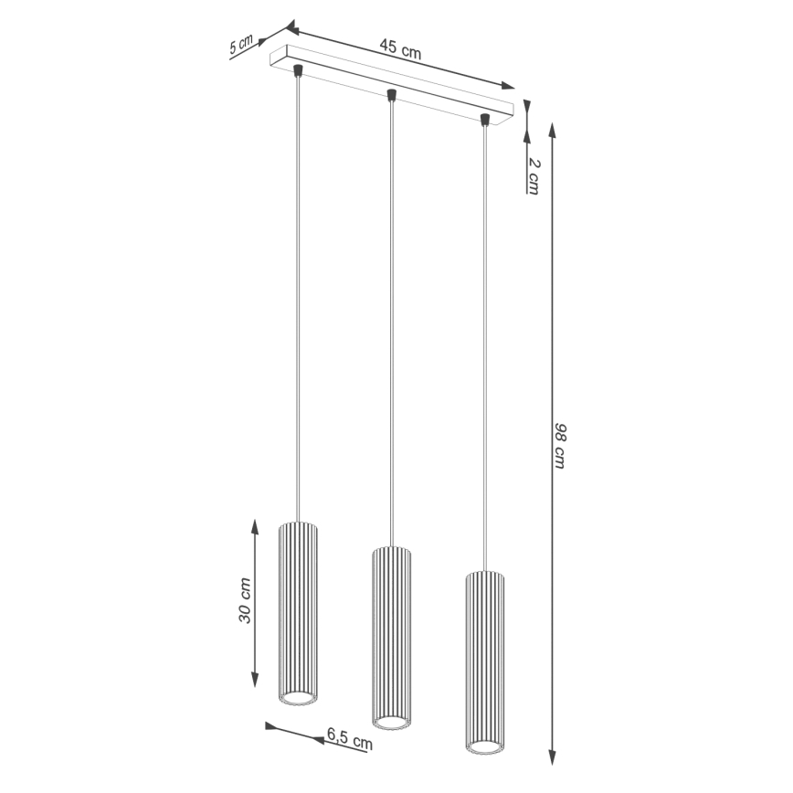 Luster na sajli KARBON 3xGU10/10W/230V bela