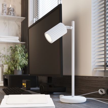 Stona lampa KARBON 1xGU10/10W/230V bela