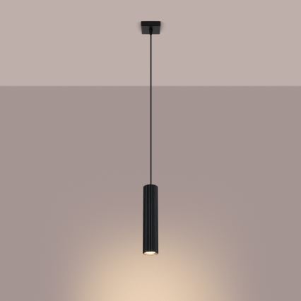 Viseći luster KARBON na sajli 1xGU10/10W/230V crni