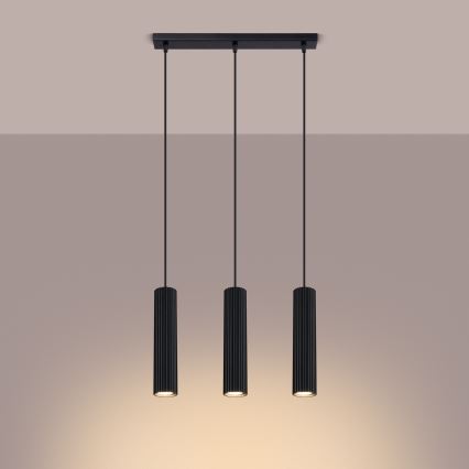 Luster na sajli KARBON 3xGU10/10W/230V crni
